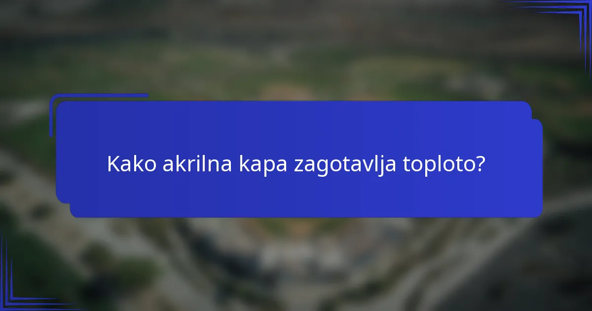 Kako akrilna kapa zagotavlja toploto?