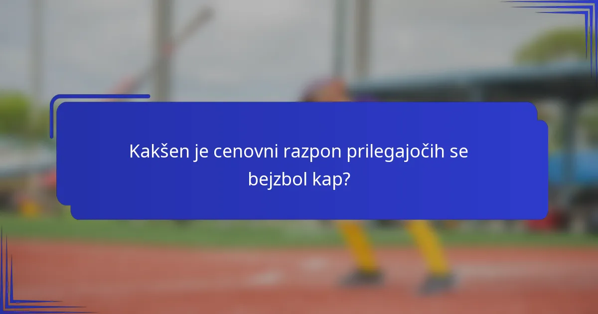 Kakšen je cenovni razpon prilegajočih se bejzbol kap?
